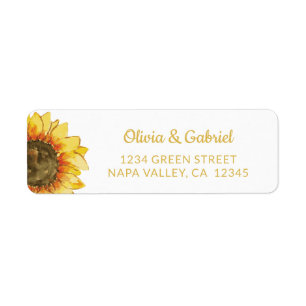 Yellow sunflower. Botanical wedding address Return Address Label