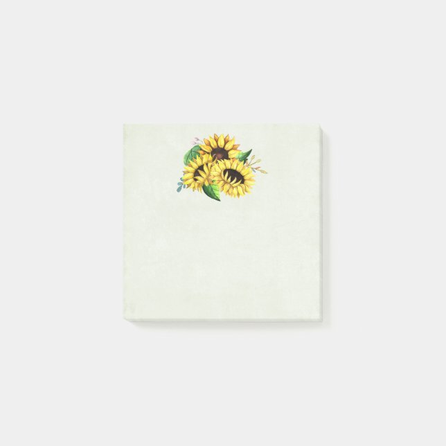 Yellow Sunflower Bouquet in Watercolor Post-it Notes (Front)