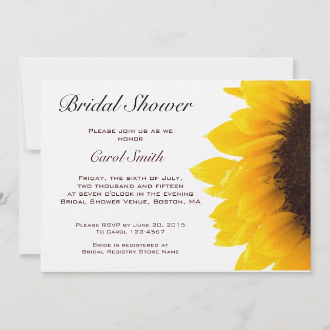 Yellow Sunflower Bridal Shower Invitation (Front)