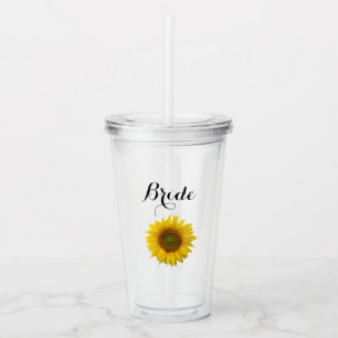 Yellow Sunflower Bride Wedding Acrylic Tumbler