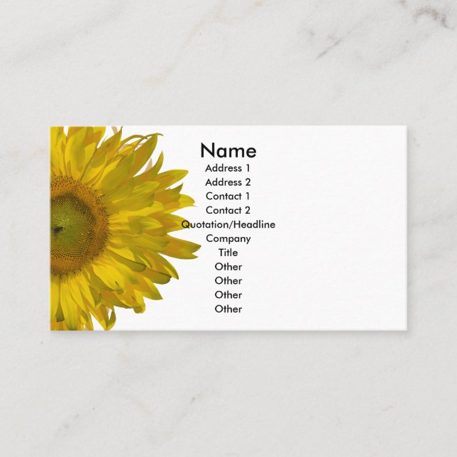 Yellow Sunflower  Business Card (Front)