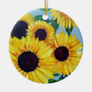 Yellow Sunflower Ceramic Ornament