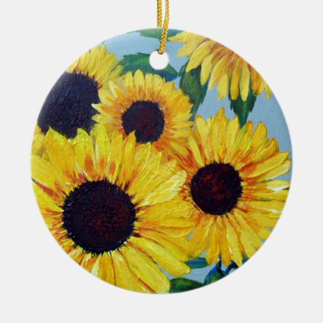 Yellow Sunflower Ceramic Ornament (Front)