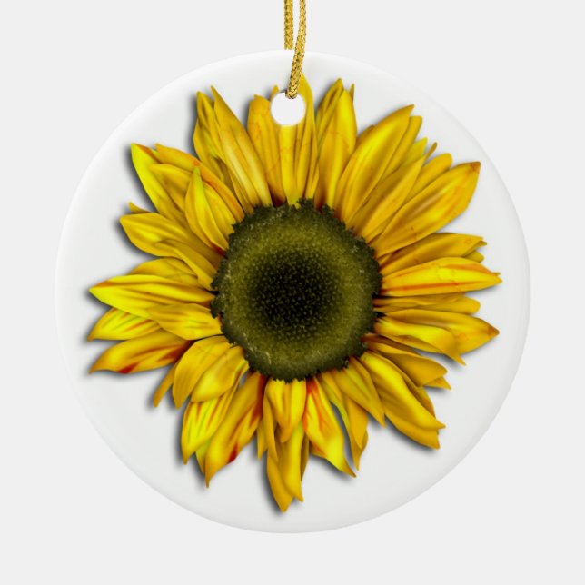 Yellow Sunflower Ceramic Ornament (Front)