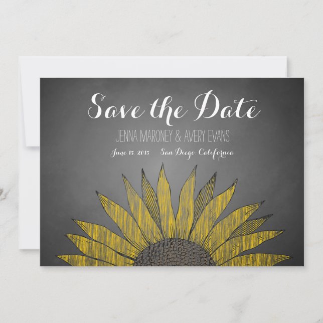 Yellow Sunflower Chalk Save the Date (Front)