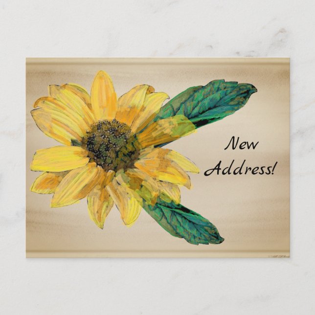 Yellow Sunflower Change of Address Postcard (Front)