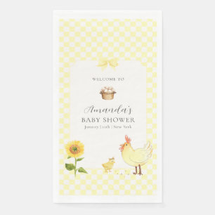 Yellow Sunflower Chick Baby Shower Welcome Napkin