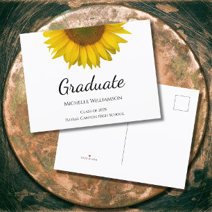 Yellow Sunflower Class of 2023 Graduation  Announcement Postcard