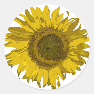 Yellow Sunflower Classic Round Sticker