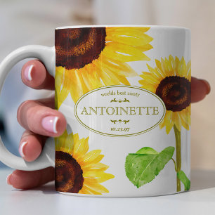 Yellow Sunflower Coffee Mug Illustrated Add A Name