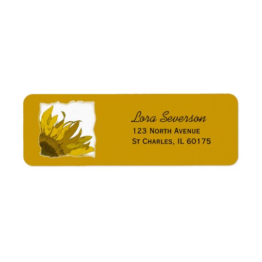 Yellow Sunflower Corner Return Address Label
