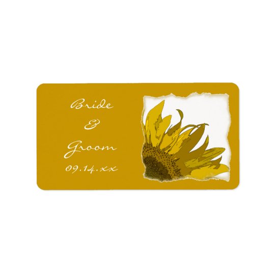 Yellow Sunflower Corner Wedding Address Label