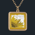 Yellow Sunflower Corner Wedding Gold Plated Necklace<br><div class="desc">The pretty Yellow Sunflower Corner Wedding Pendant Necklace makes a unique personalised keepsake gift for the bride or her bridesmaids. Customise it with the personal names of the bride and groom and marriage ceremony date or your own text, if desired. This elegant custom botanical wedding necklace features a digitally enhanced...</div>