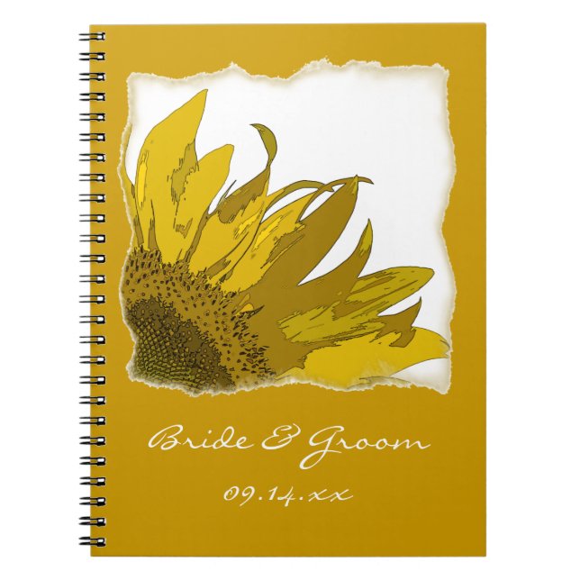 Yellow Sunflower Corner Wedding Notebook (Front)