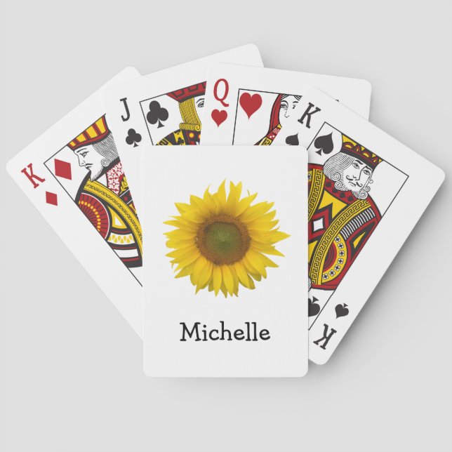 Yellow Sunflower Country Cute Floral Playing Cards (Back)
