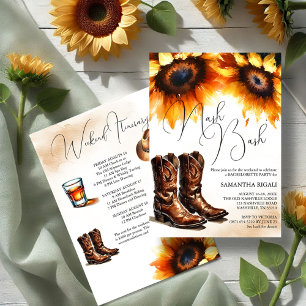 Yellow Sunflower Cowboy Boots Bachelorette Weekend Invitation