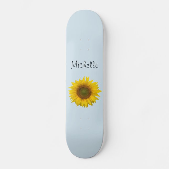 Yellow Sunflower Custom Cute Country Floral Skateboard (Front)