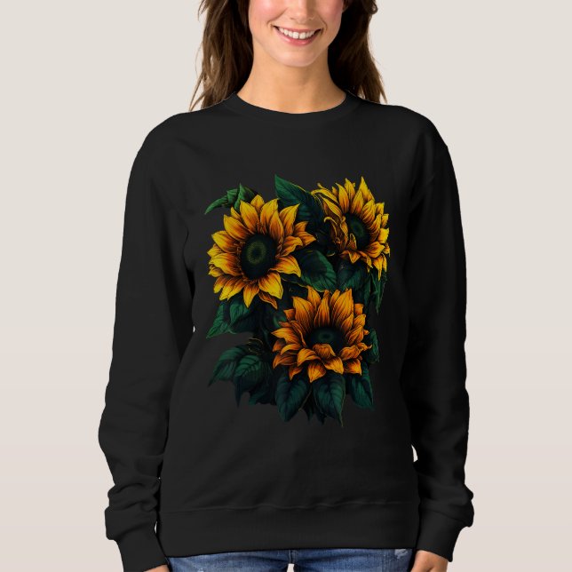 Yellow Sunflower Cute summer Sun flowers Floral Po Sweatshirt (Front)