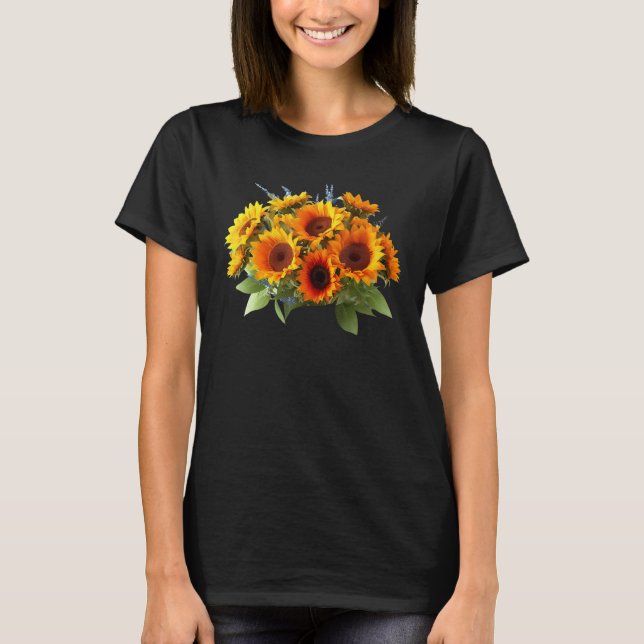 Yellow Sunflower Cute summer Sun flowers Floral Po T-Shirt (Front)