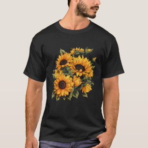 Yellow Sunflower Cute summer Sun flowers Floral Po T-Shirt