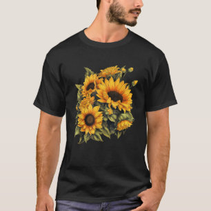 Yellow Sunflower Cute summer Sun flowers Floral Po T-Shirt