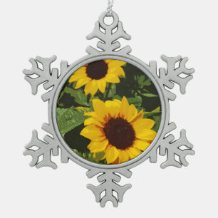 Yellow sunflower design christmas ornament