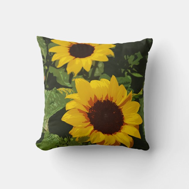 Yellow sunflower design throw pillow (Front)