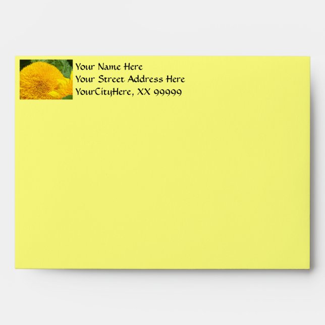 Yellow Sunflower Designer Envelopes Coloured (Front)