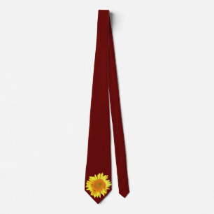 Yellow Sunflower Displayed on Maroon Tie