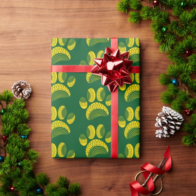 Yellow Sunflower Dog Paw Pattern Wrapping Paper (Holiday Gift)
