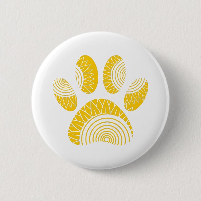 Yellow Sunflower Dog Paw Print 6 Cm Round Badge (Front)