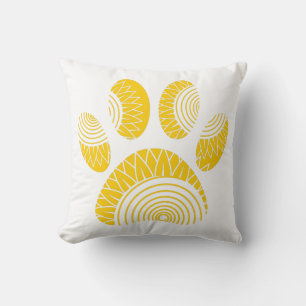 Yellow Sunflower Dog Paw Print Cushion
