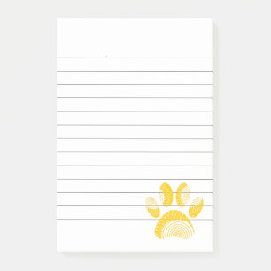 Yellow Sunflower Dog Paw Print Lined Post-it Notes