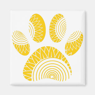 Yellow Sunflower Dog Paw Print Magnet