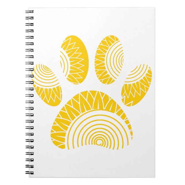 Yellow Sunflower Dog Paw Print Notebook (Front)