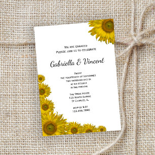 Yellow Sunflower Edge Engagement Party Invitation