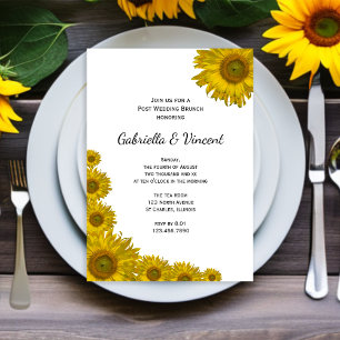 Yellow Sunflower Edge Post Wedding Brunch Invitation