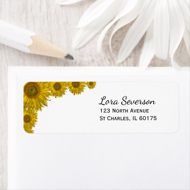 Yellow Sunflower Edge Return Address Label (Insitu)