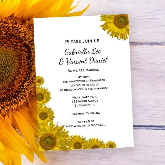 Yellow Sunflower Edge Wedding Invitation (Creator Uploaded)