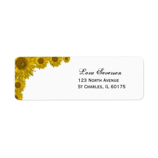 Yellow Sunflower Edge Wedding Return Address Label