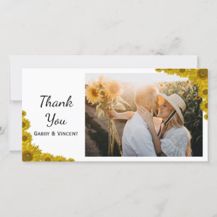 Yellow Sunflower Edge Wedding Thank You Card