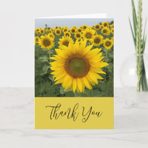 Yellow Sunflower Elegant Script Thank You Card