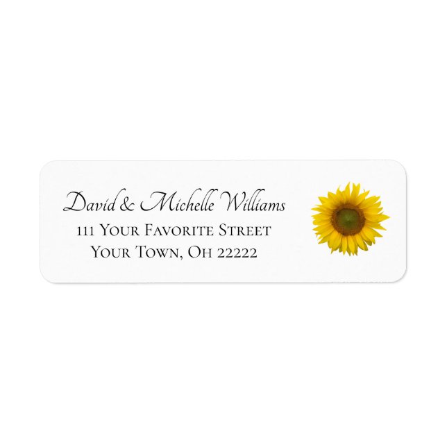 Yellow Sunflower Elegant Typography Return Address Label (Front)