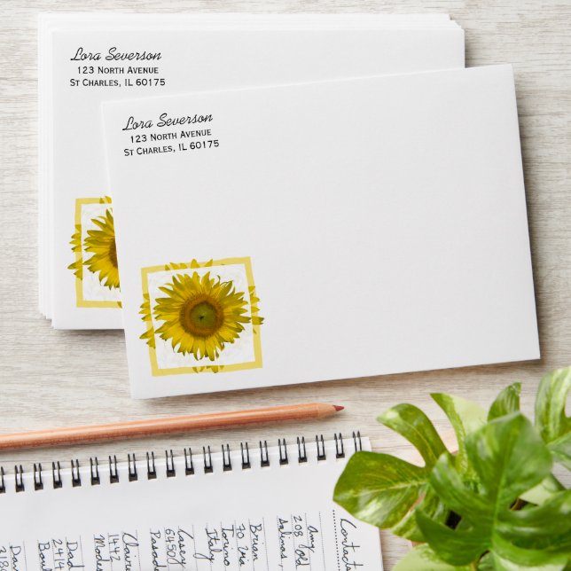 Yellow Sunflower Envelope (Stacked)
