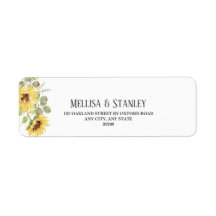 Yellow Sunflower Eucalyptus Wedding Return Address