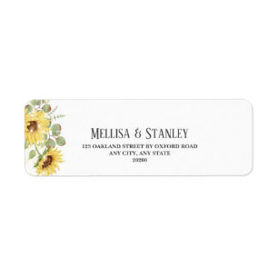 Yellow Sunflower Eucalyptus Wedding Return Address Label