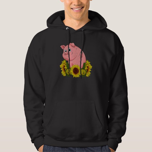 Yellow Sunflower Farm Animal  Farmer Piglet Cute P Hoodie (Front)