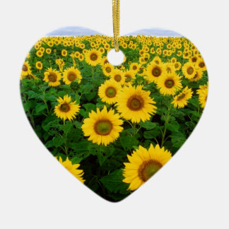Yellow Sunflower Field Blue Sky Ceramic Tree Decoration
