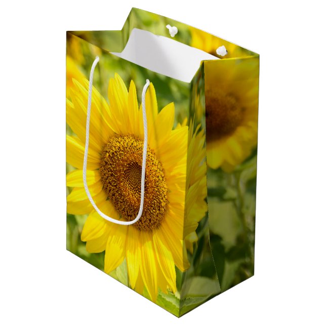Yellow Sunflower Field Medium Gift Bag (Front Angled)
