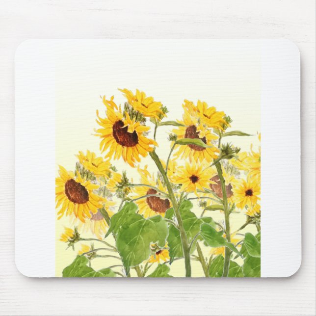 yellow sunflower fields watercolor mouse pad (Front)